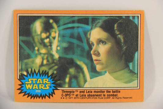Star Wars 1977 Card #200 Threepio And Leia Monitor The Battle FR-ENG OPC L020033