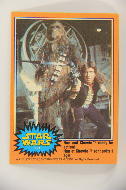 Star Wars 1977 Trading Card #221 Han And Chewie Ready For Action FR-ENG OPC L020048