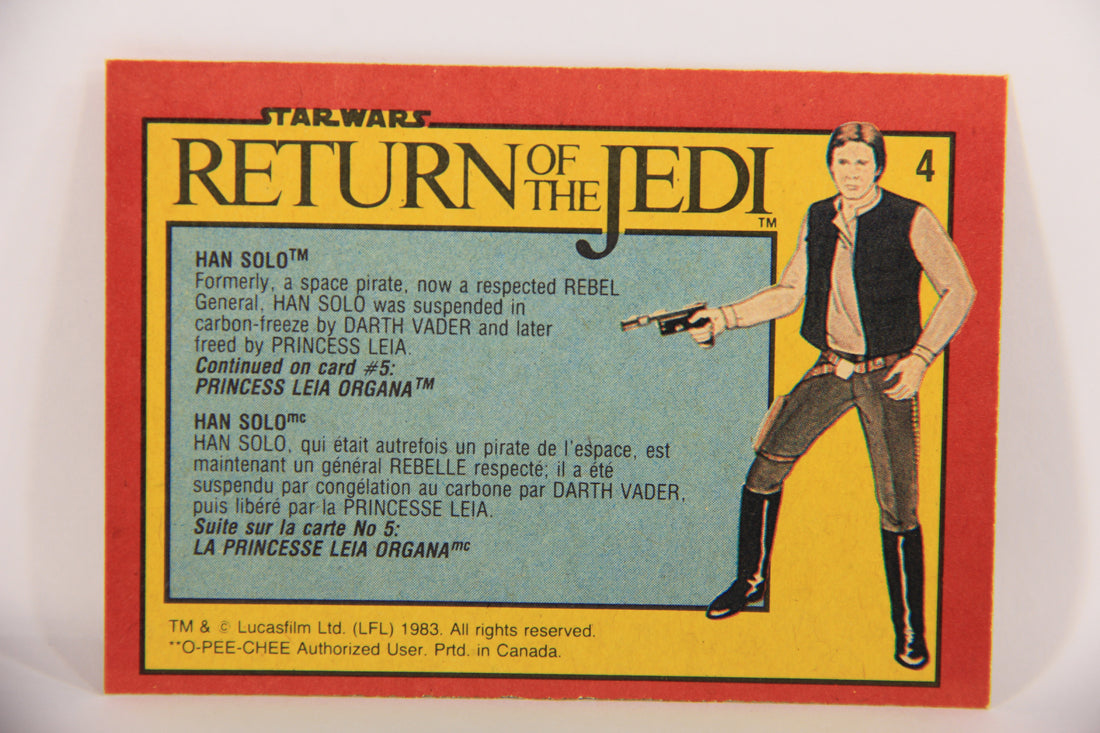 Star Wars Return Of The Jedi 1983 Trading Card #4 Han Solo FR-ENG OPC L020090