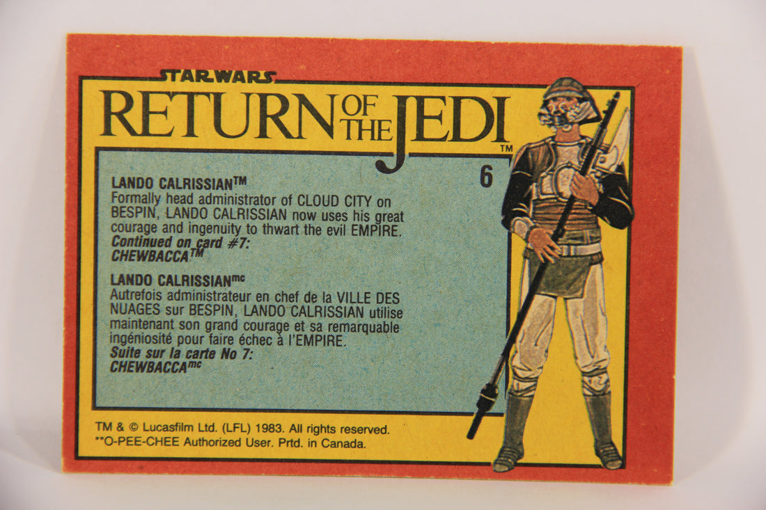 Star Wars Return Of The Jedi 1983 Trading Card #6 Lando Calrissian FR-ENG OPC L020092