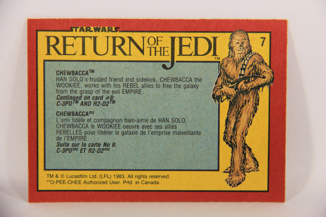 Star Wars Return Of The Jedi 1983 Trading Card #7 Chewbacca FR-ENG OPC L020093