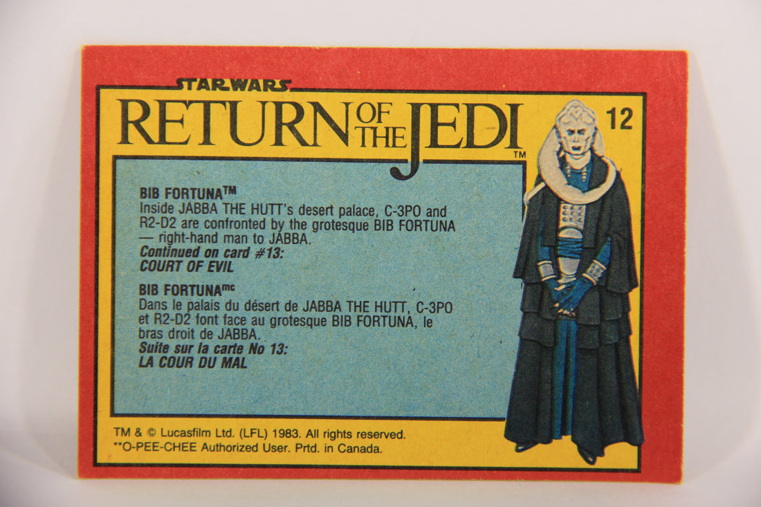 Star Wars Return Of The Jedi 1983 Trading Card #12 Bib Fortuna FR-ENG OPC L020096