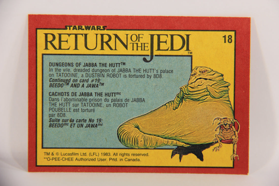 Star Wars Return Of The Jedi 1983 Card #18 Dungeons Of Jabba The Hutt OPC L020099