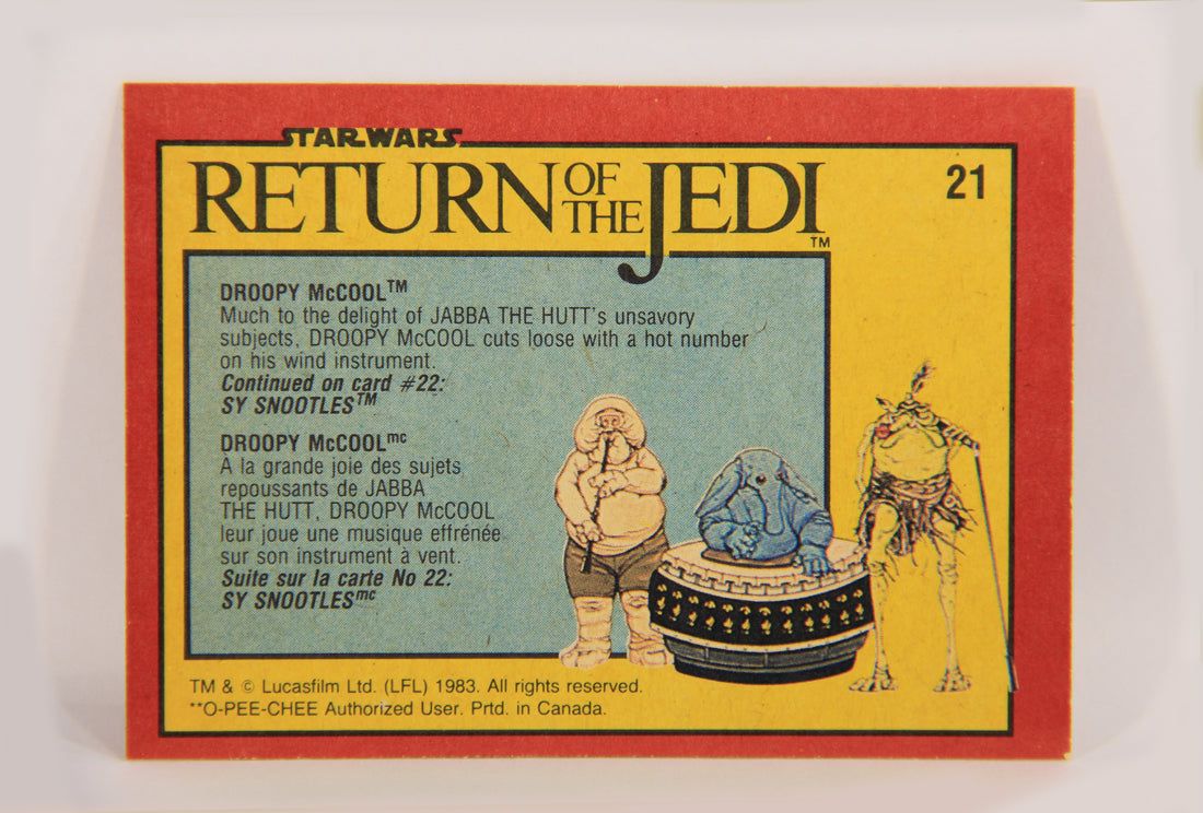 Star Wars Return Of The Jedi 1983 Trading Card #21 Droopy McCool FR-ENG OPC L020101