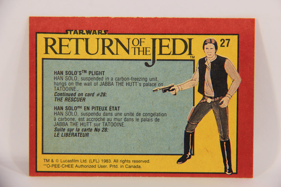 Star Wars Return Of The Jedi 1983 Card #27 Han Solo's Plight FR-ENG OPC L020105