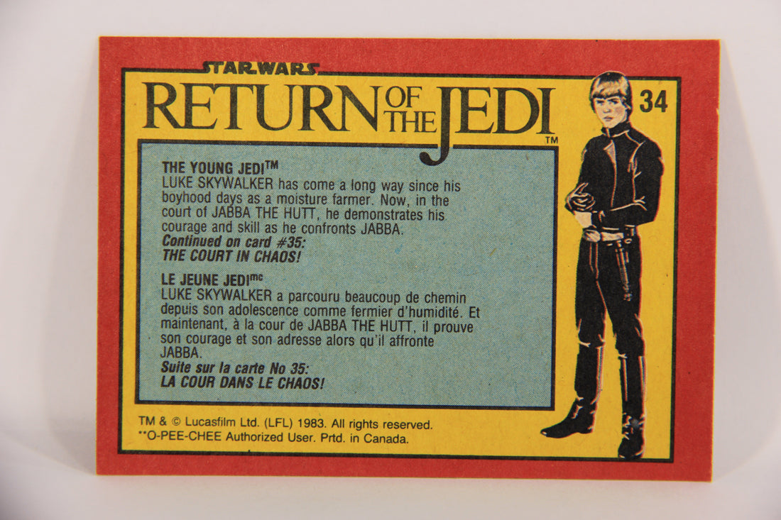 Star Wars Return Of The Jedi 1983 Card #34 The Young Jedi FR-ENG OPC L020109