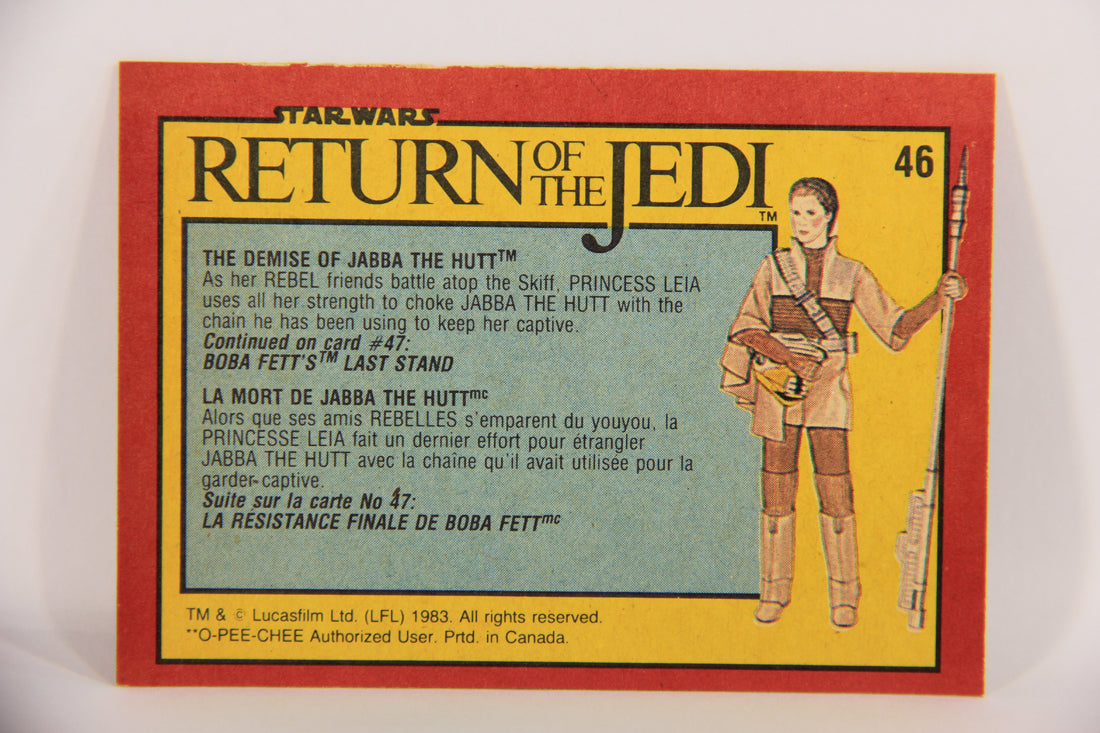 Star Wars ROTJ 1983 Card #46 The Demise Of Jabba The Hutt FR-ENG OPC L020116