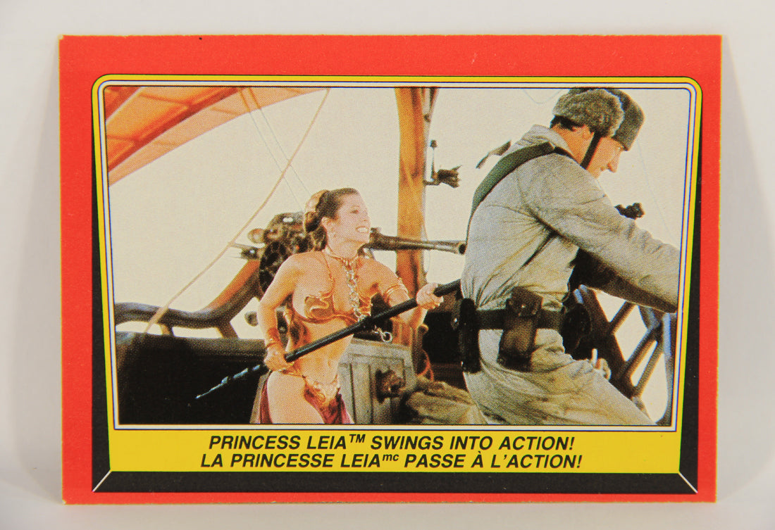 Star Wars ROTJ 1983 Card #52 Princess Leia Swings Into Action FR-ENG OPC L020119