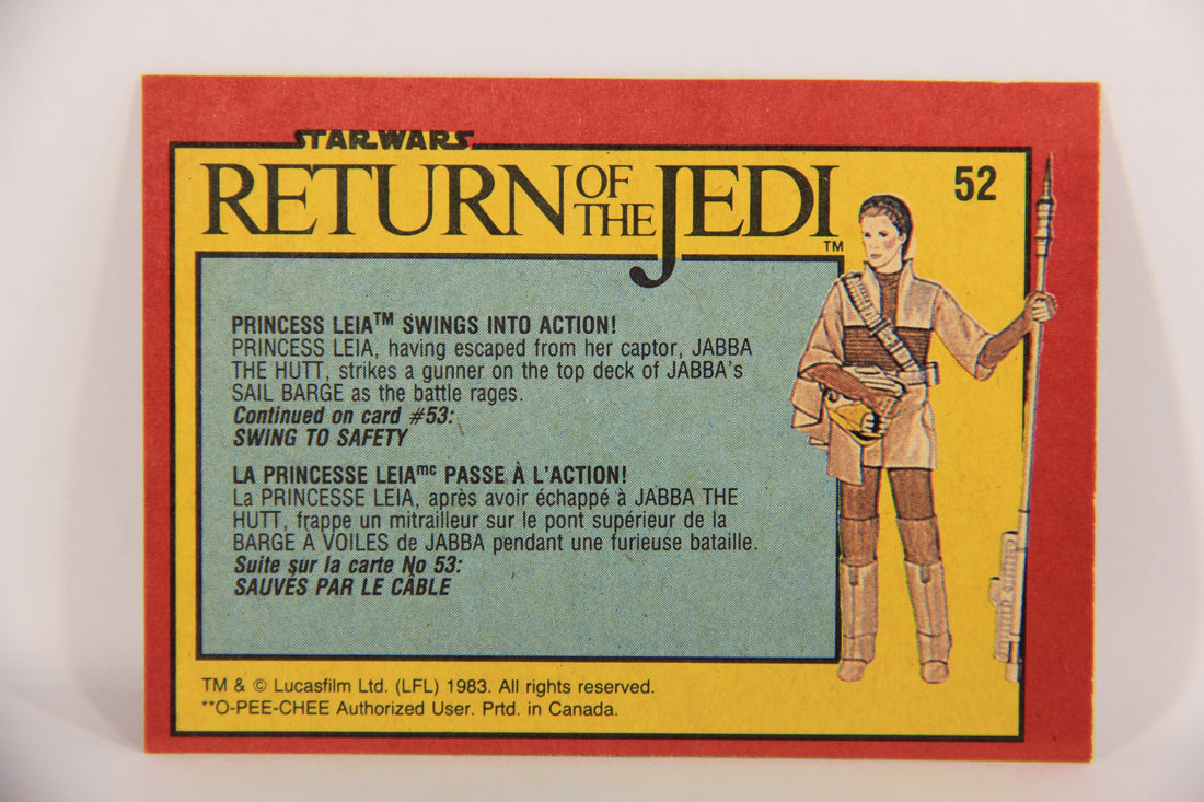 Star Wars ROTJ 1983 Card #52 Princess Leia Swings Into Action FR-ENG OPC L020119