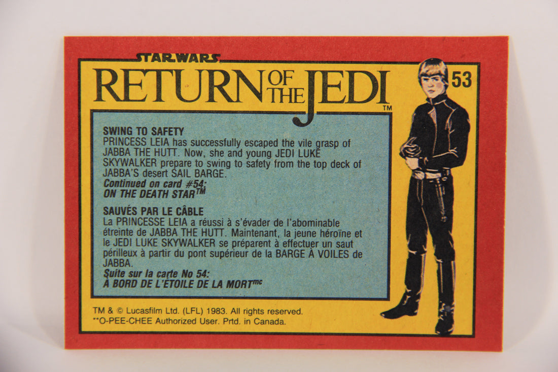 Star Wars Return Of The Jedi 1983 Card #53 Swing To Safety FR-ENG OPC L020120