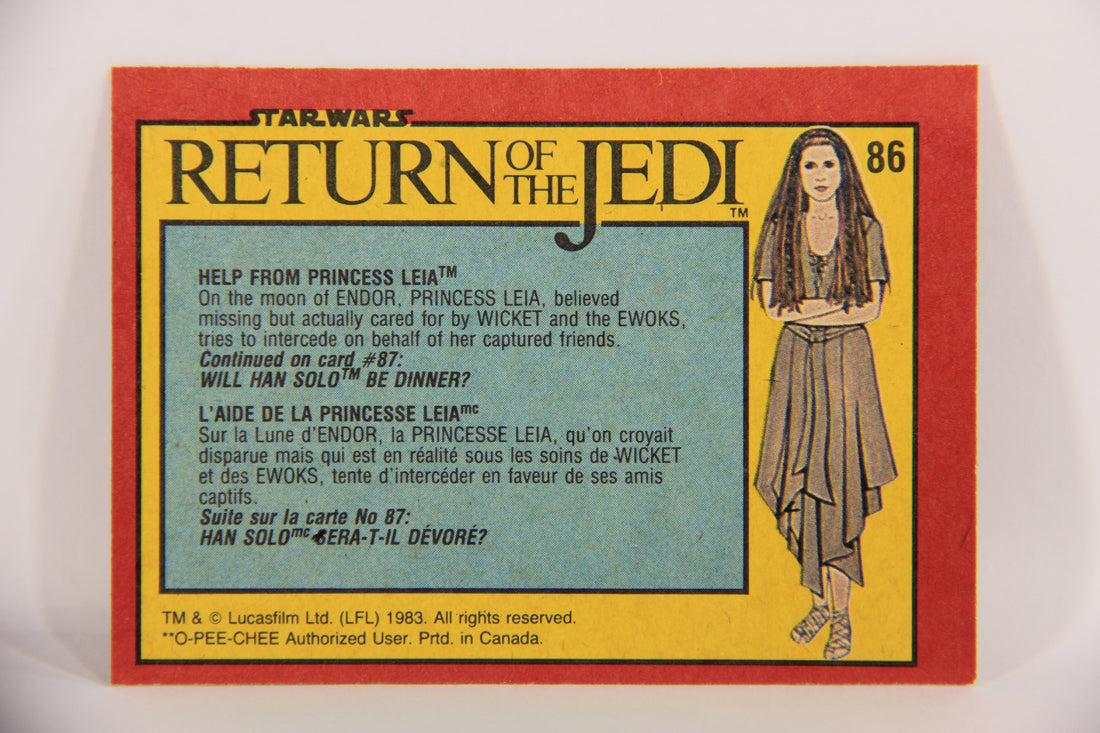 Star Wars Return Of The Jedi 1983 Card #86 Help From Princess Leia FR-ENG OPC L020135
