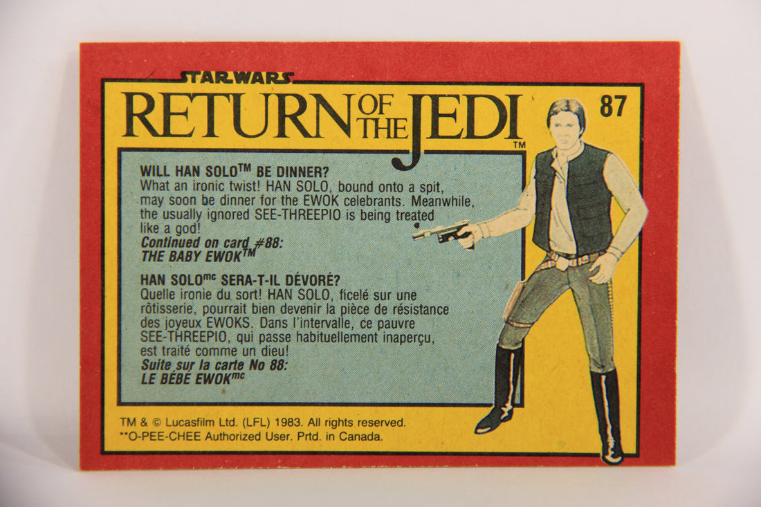 Star Wars Return Of The Jedi 1983 Card #87 Will Han Solo Be Dinner FR-ENG OPC L020136