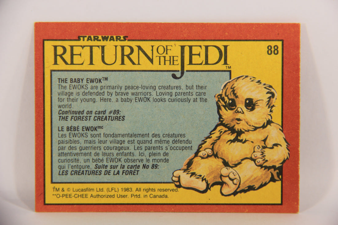 Star Wars Return Of The Jedi 1983 Trading Card #88 The Baby Ewok FR-ENG OPC L020137