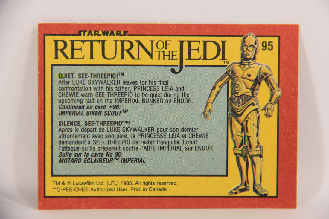 Star Wars Return Of The Jedi 1983 Card #95 Quiet See-Threepio FR-ENG OPC L020139