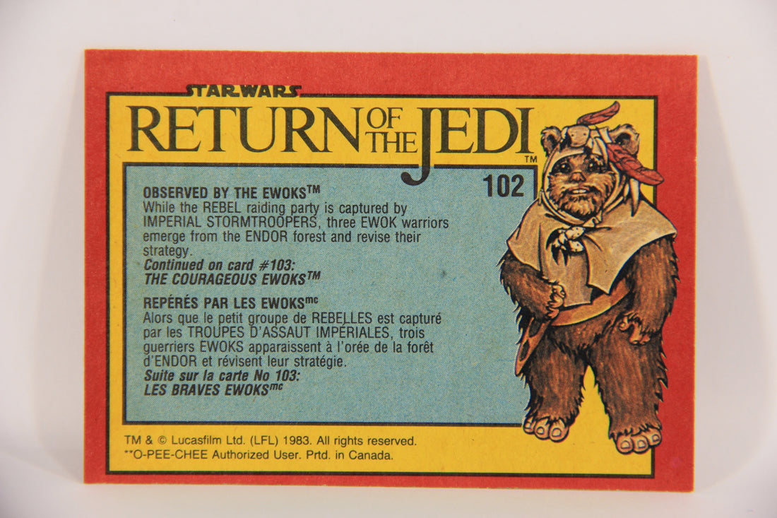 Star Wars ROTJ 1983 Trading Card #102 Observed By The Ewoks FR-ENG OPC L020143