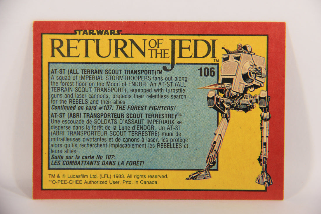 Star Wars ROTJ 1983 Card #106 AT-ST (All Terrain Scout Transport) FR-ENG OPC L020147