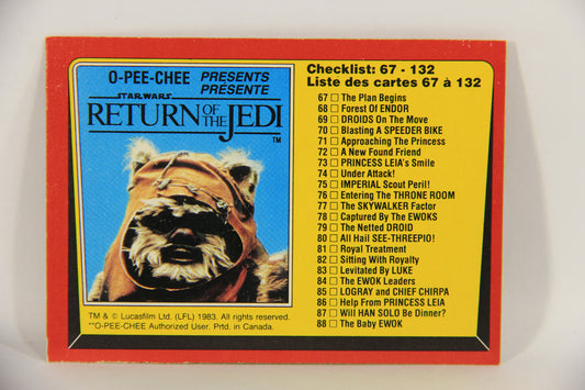Star Wars Return Of The Jedi 1983 Trading Card #132 Checklist 67-132 FR-ENG OPC L020164