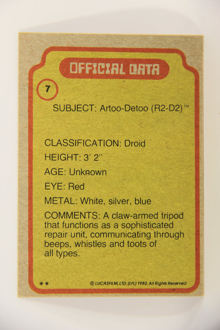 Star Wars Empire Strikes Back 1980 Trading Card #7 Artoo-Deetoo ENG Topps L020171