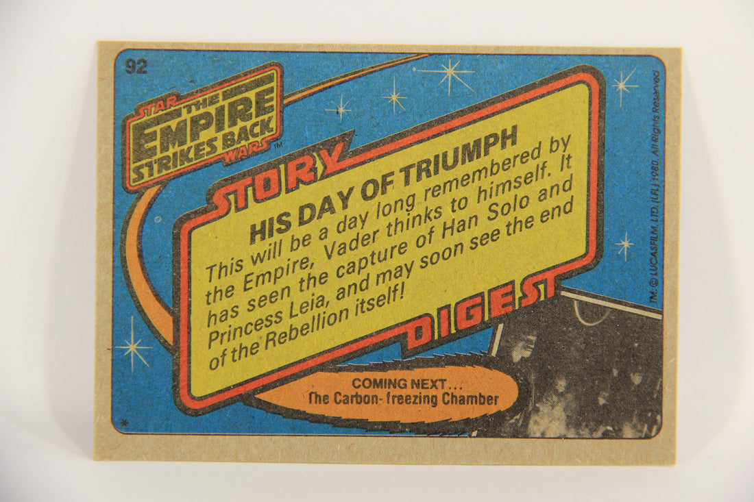 Star Wars The Empire Strikes Back Card #92 His Day Of Triumph ENG Topps L020243