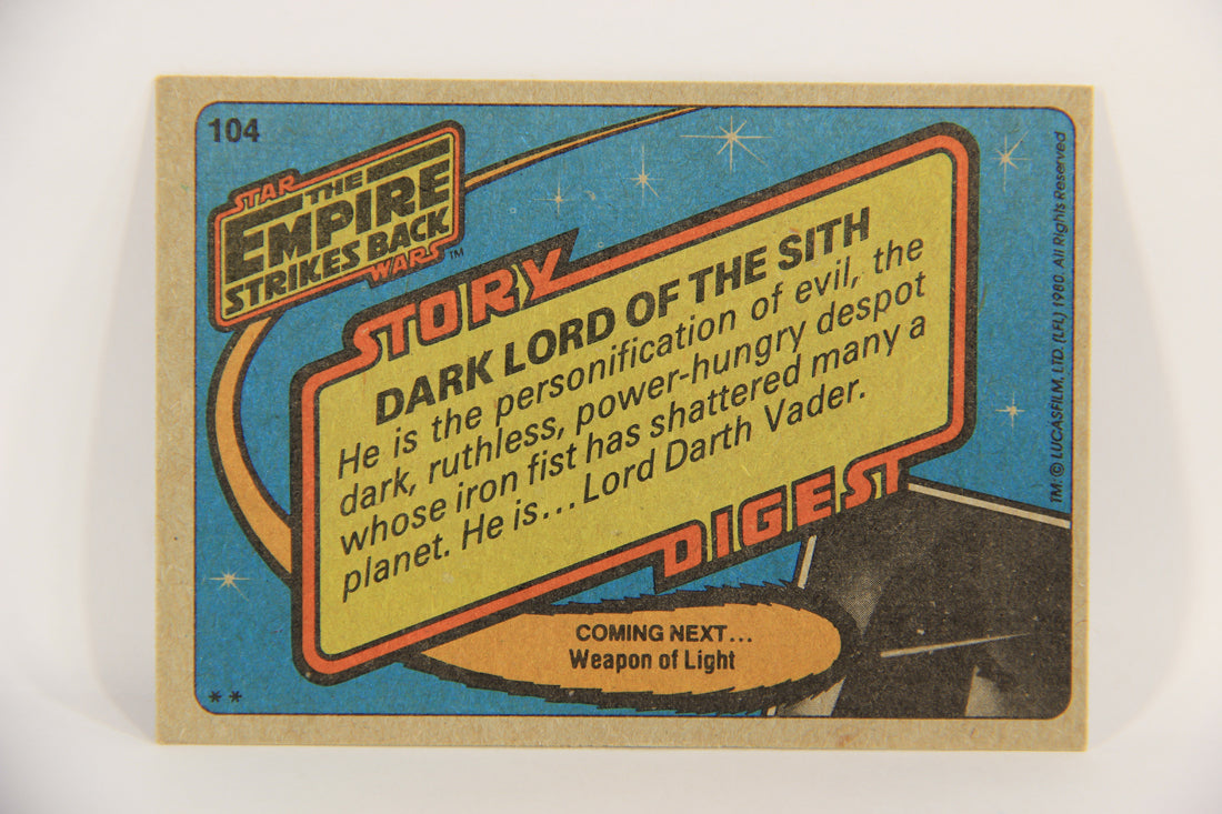 Star Wars Empire Strikes Back Trading Card #104 Dark Lord Of The Sith ENG Topps L020251