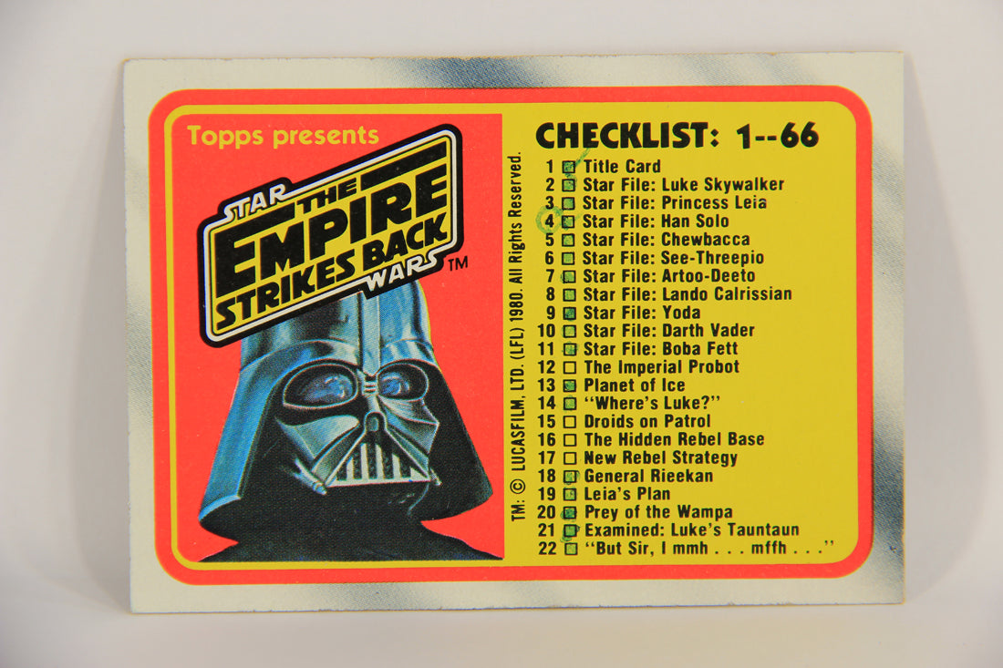 Star Wars Empire Strikes Back Trading Card #131 Checklist 1-66 Used ENG Topps L020274