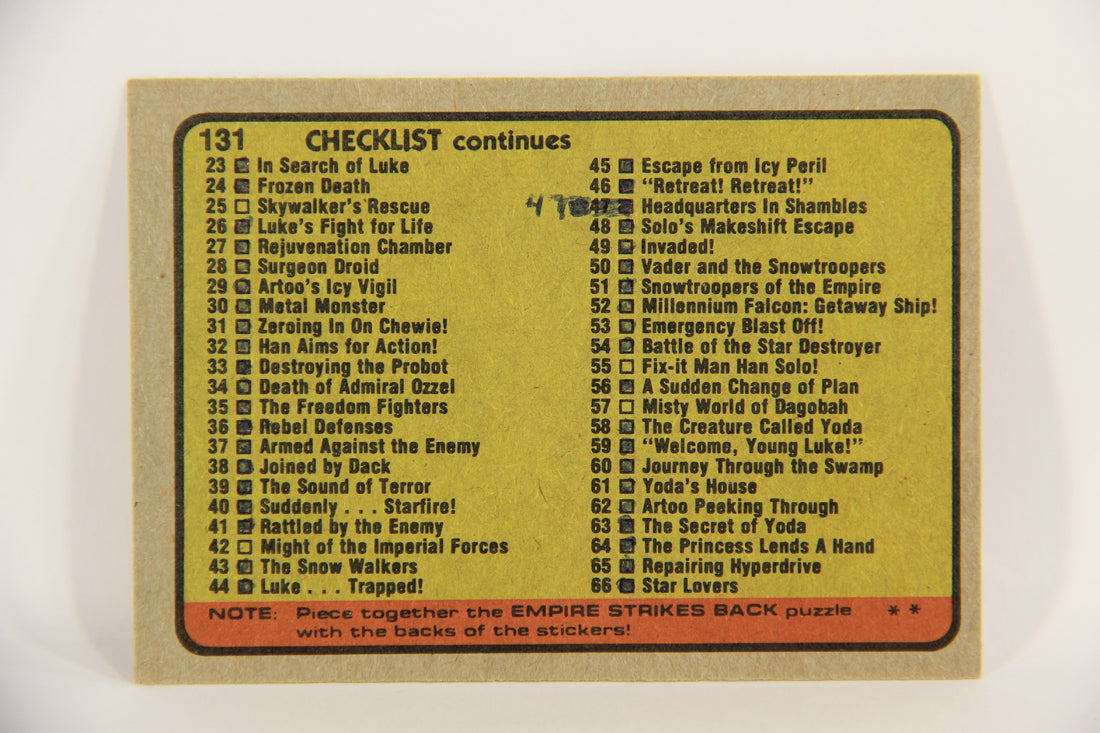 Star Wars Empire Strikes Back Trading Card #131 Checklist 1-66 Used ENG Topps L020274