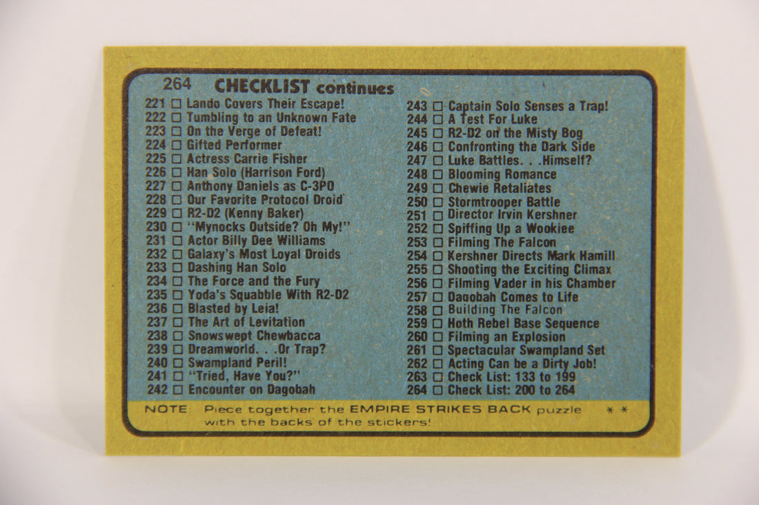 Star Wars Empire Strikes Back Trading Card #264 Checklist 199-264 Vader ENG L020290