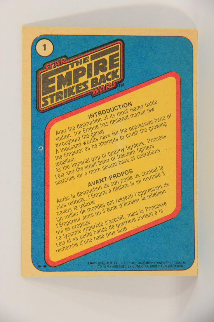 Star Wars Empire Strikes Back Card #1 Title Card Introduction FR-ENG O-Pee-Chee L020293
