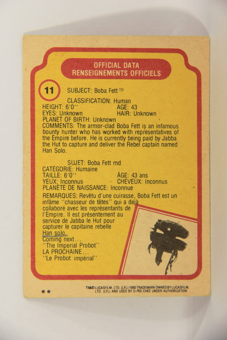 Star Wars The Empire Strikes Back Trading Card #11 Boba Fett FR-ENG OPC L020301