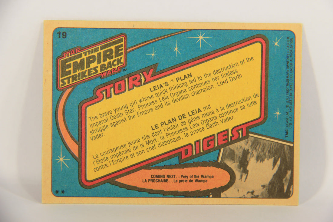 Star Wars Empire Strikes Back 1980 Trading Card #19 Leia's Plan FR-ENG OPC L020309