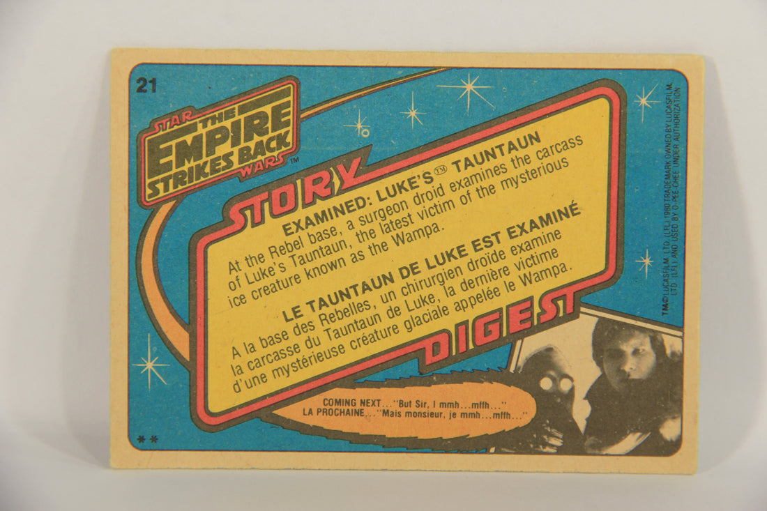Star Wars Empire Strikes Back 1980 Card #21 Examined Luke's Tauntaun FR-ENG OPC L020310