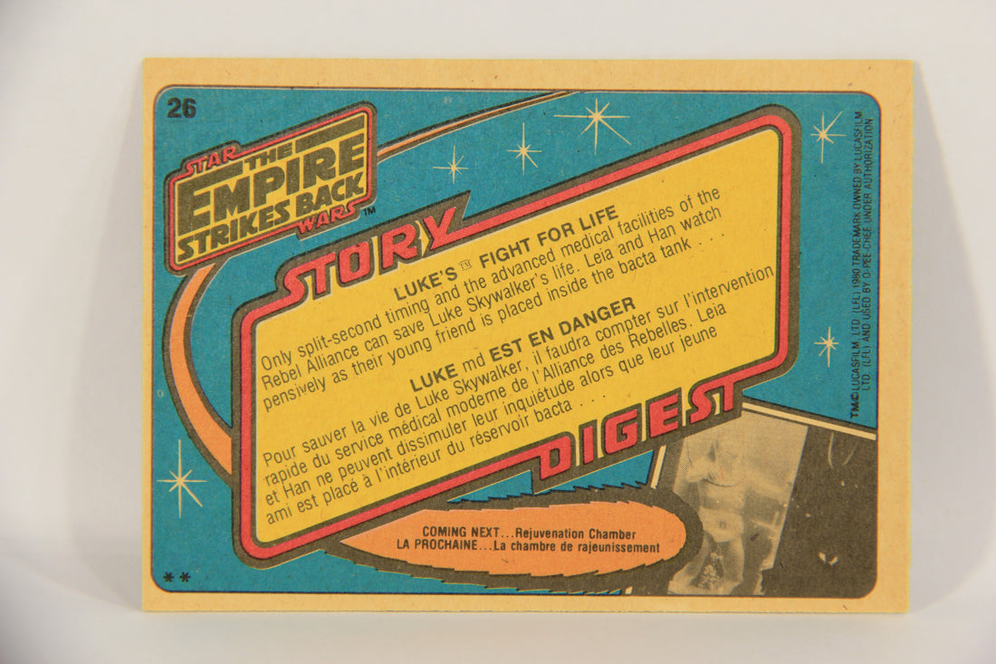 Star Wars Empire Strikes Back 1980 Card #26 Luke's Fight For Life FR-ENG OPC L020315