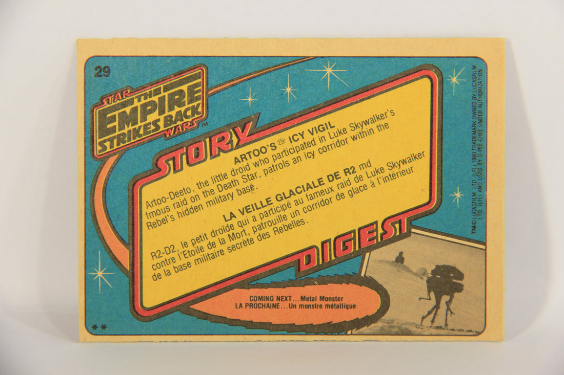 Star Wars Empire Strikes Back 1980 Trading Card #29 Artoo's Icy Vigil FR-ENG OPC L020318