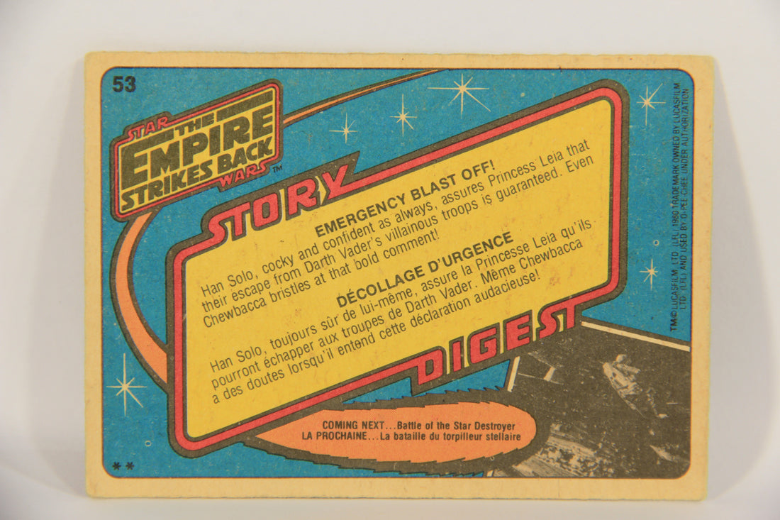 Star Wars Empire Strikes Back Card #53 Emergency Blast Off FR-ENG O-Pee-Chee L020339