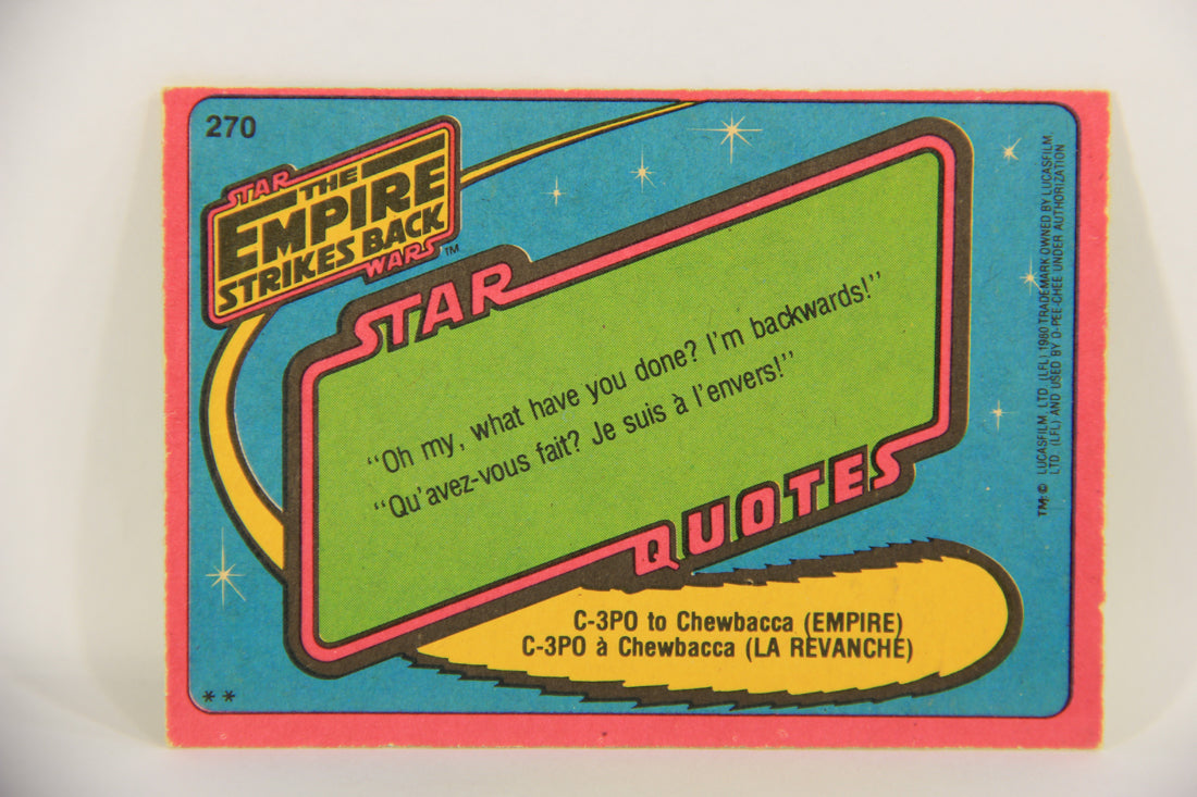 Star Wars Empire Strikes Back 1980 Trading Card #270 R2-D2 FR-ENG O-Pee-Chee L020411