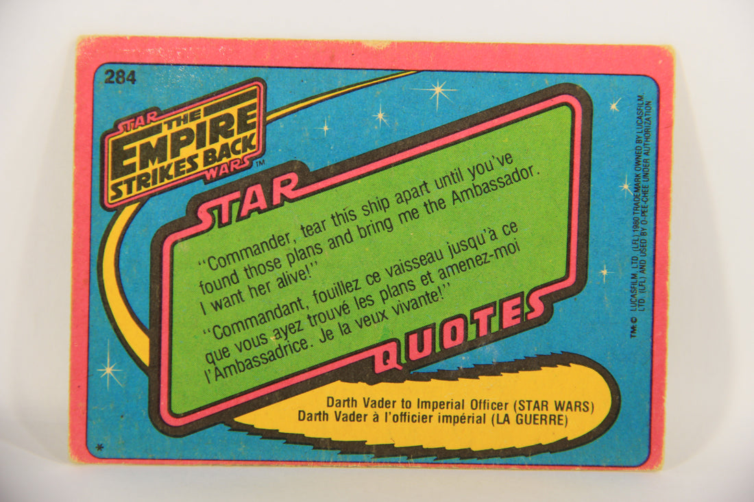Star Wars Empire Strikes Back 1980 Trading Card #284 Too-Onebee FR-ENG OPC L020423