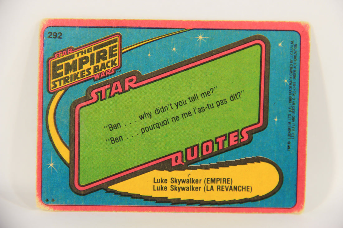 Star Wars Empire Strikes Back Card #292 Canyons Of Death FR-ENG O-Pee-Chee L020430