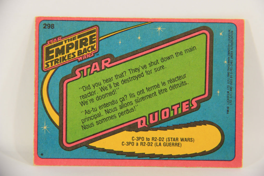 Star Wars Empire Strikes Back 1980 Card #298 A Hasty Retreat FR-ENG OPC L020436