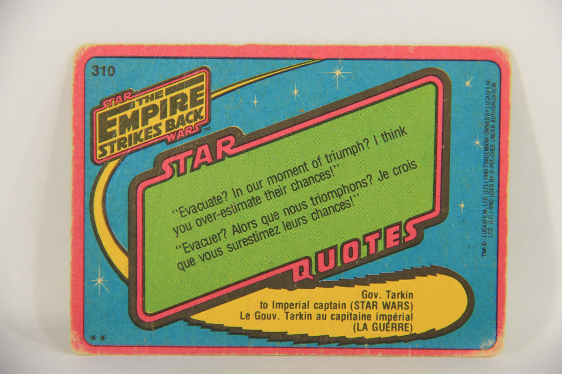 Star Wars Empire Strikes Back 1980 Card #310 Han On The Icy Wasteland OPC L020448