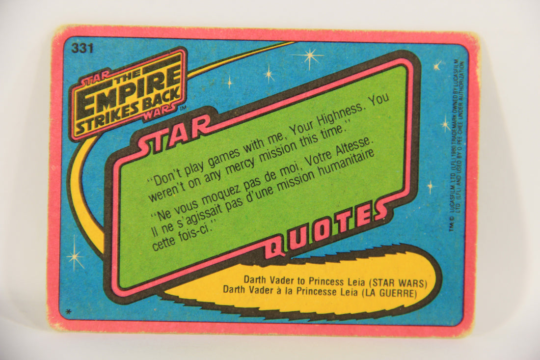 Star Wars The Empire Strikes Back Card #331 Yoda's Instruction FR-ENG OPC L020467