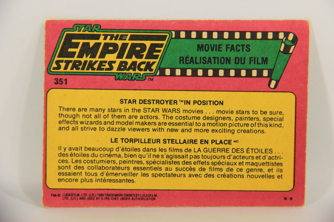 Star Wars Empire Strikes Back Card #351 Model Star Destroyer FR-ENG O-Pee-Chee L020484