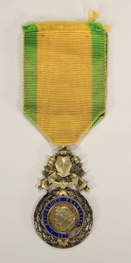 France 1871 Médaille Militaire Type 3b Versailles RARE Monobloc BIFACE - Silver Vermeil L020502