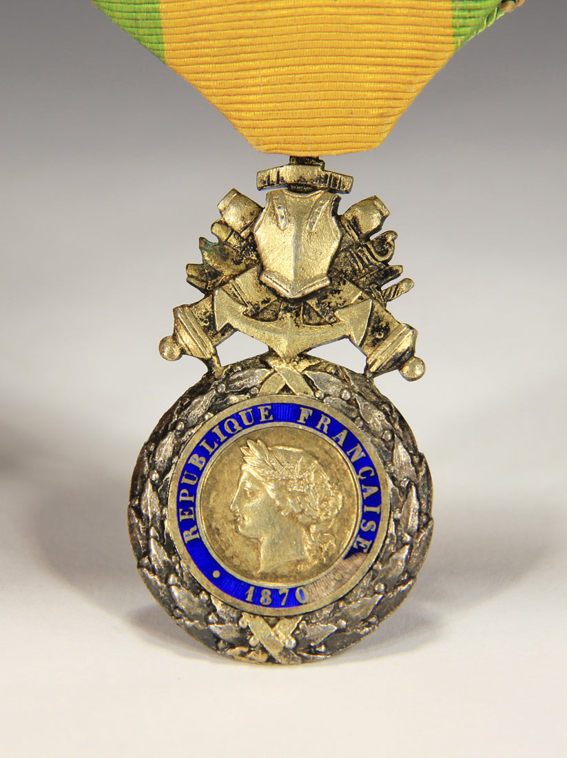 France 1871 Médaille Militaire Type 3b Versailles RARE Monobloc BIFACE - Silver Vermeil L020502