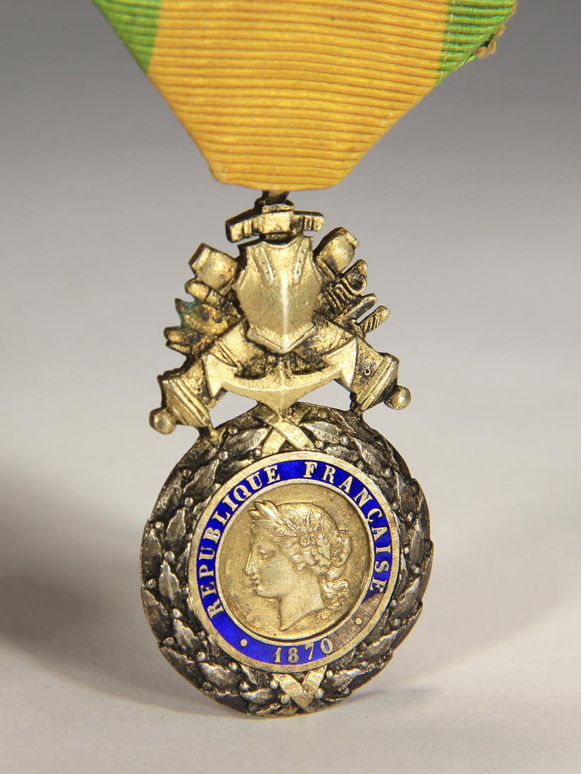 France 1871 Médaille Militaire Type 3b Versailles RARE Monobloc BIFACE - Silver Vermeil L020502