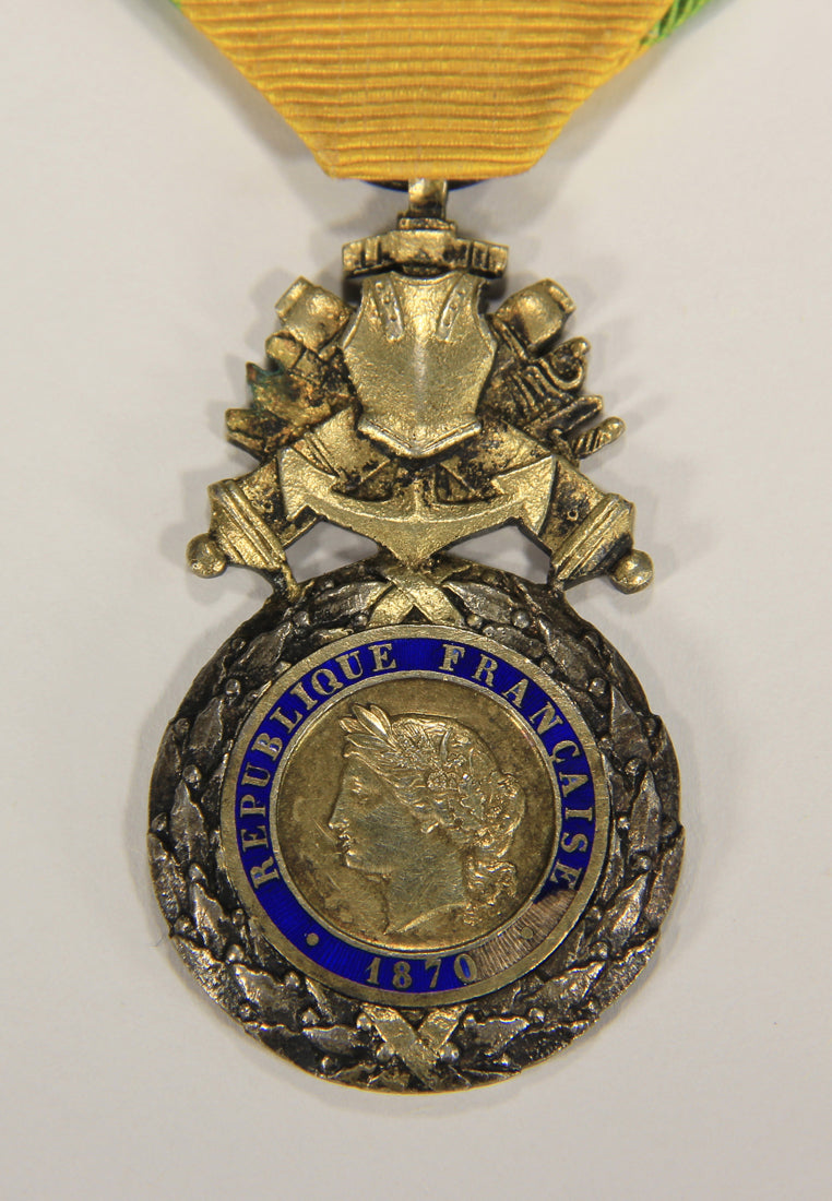 France 1871 Médaille Militaire Type 3b Versailles RARE Monobloc BIFACE - Silver Vermeil L020502
