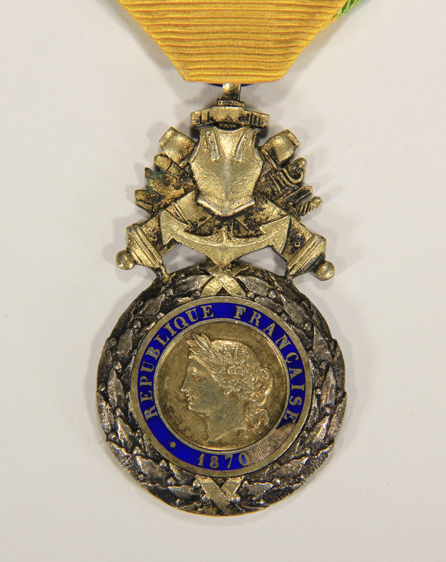 France 1871 Médaille Militaire Type 3b Versailles RARE Monobloc BIFACE - Silver Vermeil L020502