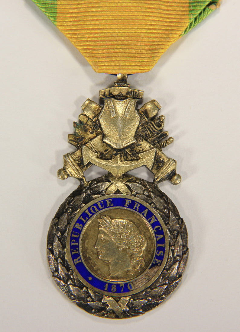 France 1871 Médaille Militaire Type 3b Versailles RARE Monobloc BIFACE - Silver Vermeil L020502