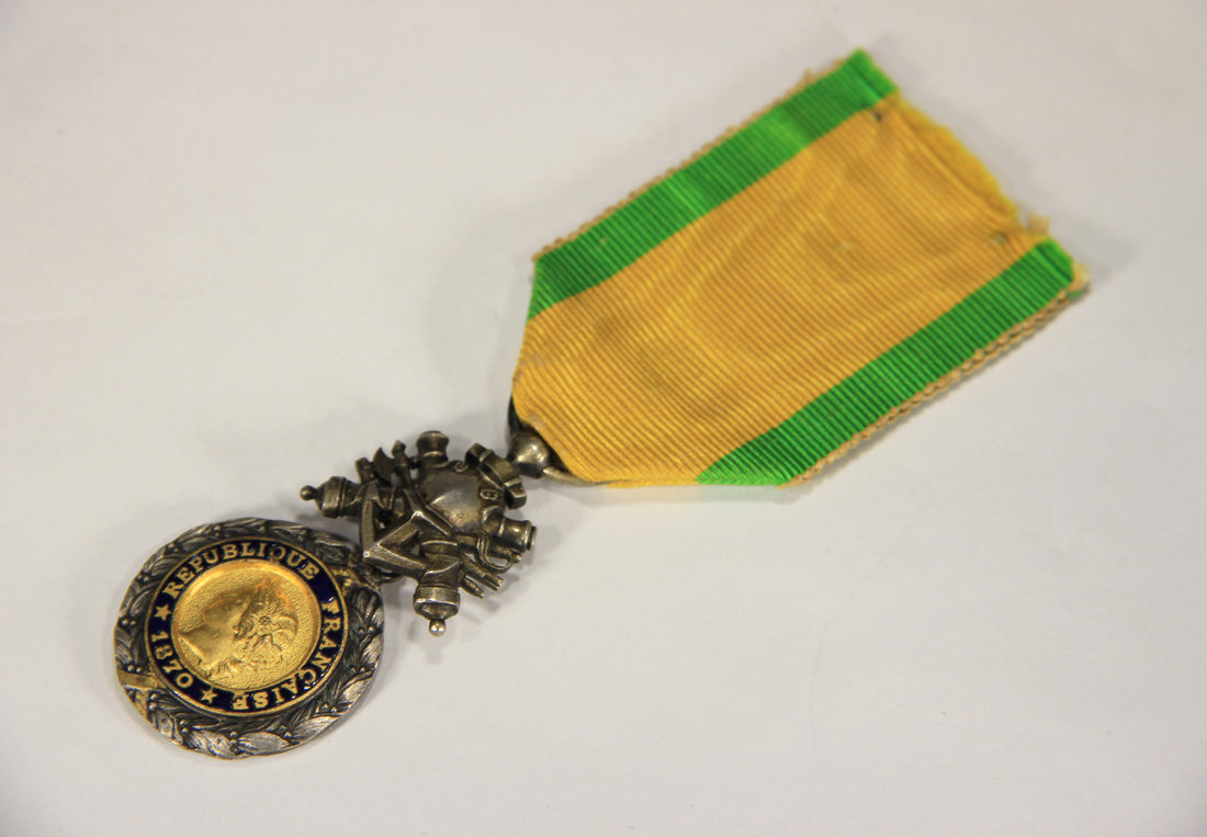 France 1873-1878 Médaille Militaire Type 4d Center In 18k Gold RARE Variant - Silver Vermeil L020504