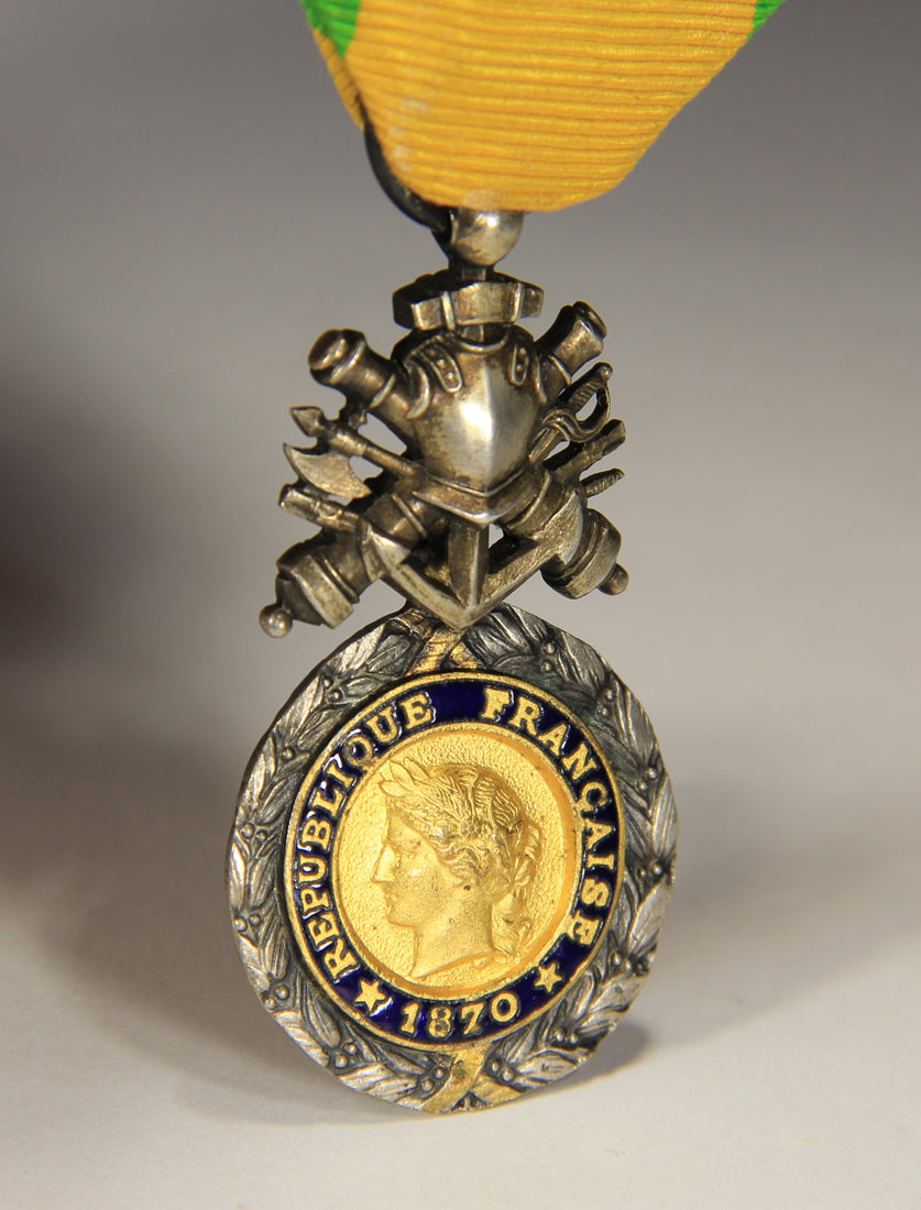 France 1873-1878 Médaille Militaire Type 4d Center In 18k Gold RARE Variant - Silver Vermeil L020504