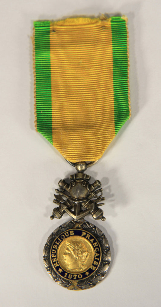 France 1873-1878 Médaille Militaire Type 4d Center In 18k Gold RARE Variant - Silver Vermeil L020504